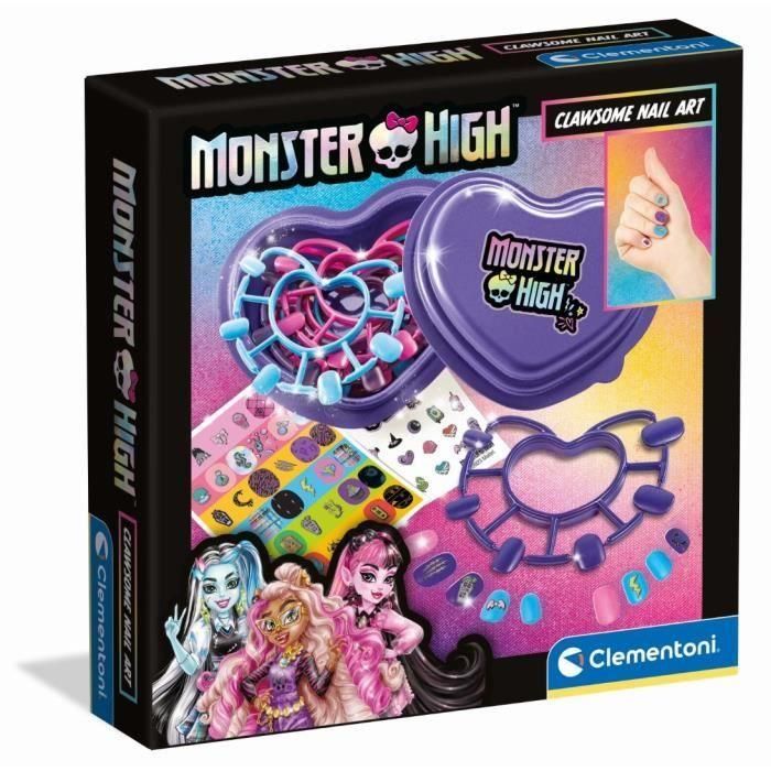 CLEMENTONI - Dark Nail Monster High - Uñas postizas para decorar con temática Monster High - A partir de 6 años