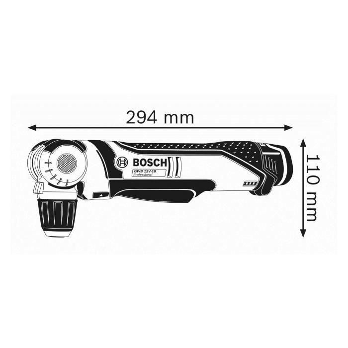 Taladro angular a batería GWB 12V-10 (sin batería ni cargador) en maletín L-BOXX - BOSCH - 0601390909 1