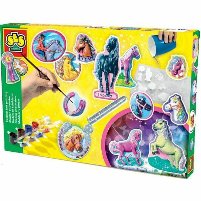 Ses Creative Kit de Manualidades Moldura y Pintura: Caballos de Fantasía. Incluye Yeso, Molde y Brillo. Crea 12 Figuras Únicas
