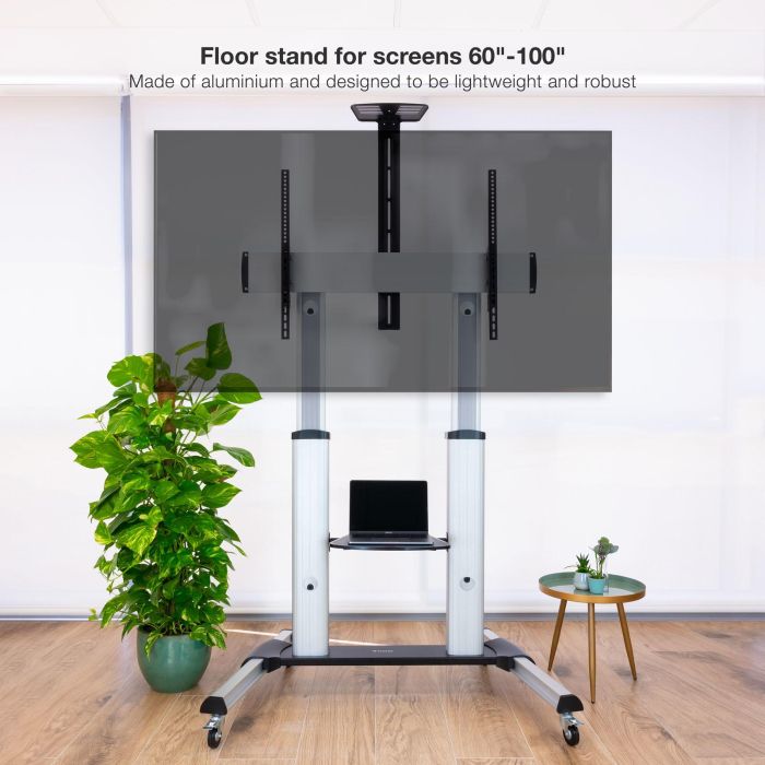 TooQ FS20300M-B Soporte de Suelo con Ruedas para TV 60-100" Inclinable Ajustable 1200-1650mm hasta 100kg VESA 1000x600 Plata 5 TooQ FS20300M-B Soporte de Suelo con Ruedas para TV 60-100" Inclinable Ajustable 1200-1650mm hasta 100kg VESA 1000x600 Plata 5