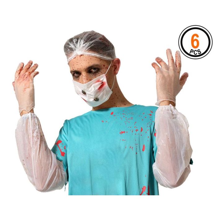 Set Doctor con Gorro, Mascarilla, Guantes y Mangas con Sangre para Disfraz de Terror 0 Set Doctor con Gorro, Mascarilla, Guantes y Mangas con Sangre para Disfraz de Terror 0