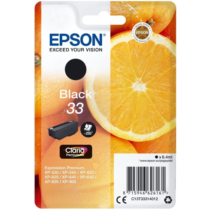 Epson T3331 Cartucho de Tinta Original Negro 250 páginas para Expression Premium XP-530, XP-630, XP-640, XP-830, XP-900