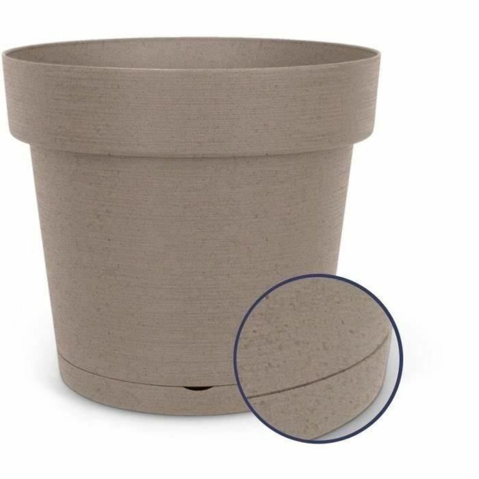 Maceta de reserva de agua - GARDEN ID Glamour - Taupe 40 cm - Superficie granulada - Interior/exterior - Diseño elegante - Contiene madera. 2