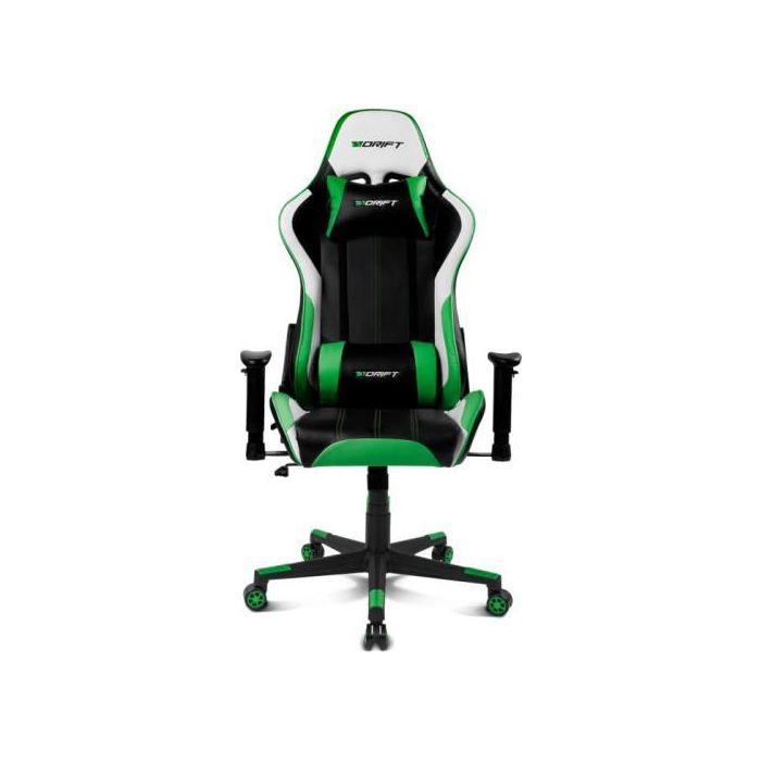 Drift Silla Gaming DR175 Universal, Asiento Acolchado, Reposabrazos Ajustables 2D, Respaldo Reclinable, Cojines Lumbar y Cervical, Negro/Verde/Blanco 0 Drift Silla Gaming DR175 Universal, Asiento Acolchado, Reposabrazos Ajustables 2D, Respaldo Reclinable, Cojines Lumbar y Cervical, Negro/Verde/Blanco 0