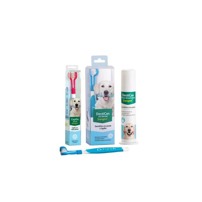 Stangest Kit Dental para Perros - Cepillo y Pasta Dentican 100g