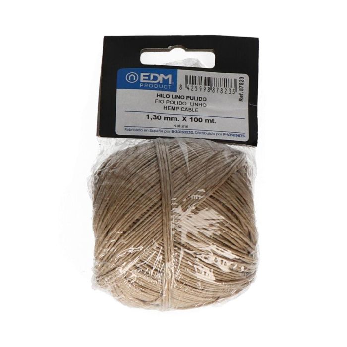 Edm Cordel pulido de cáñamo 1,3 mm x 100 m - Fibra natural para paquetería y manualidades 0 Edm Cordel pulido de cáñamo 1,3 mm x 100 m - Fibra natural para paquetería y manualidades 0
