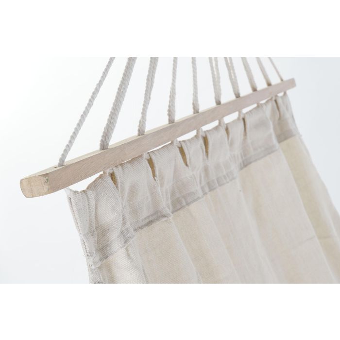 DKD Home Decor Hamaca Terraza Jardín Beige 100x200 cm con Flecos, Algodón Poliéster Pino, Carga 100kg 2 DKD Home Decor Hamaca Terraza Jardín Beige 100x200 cm con Flecos, Algodón Poliéster Pino, Carga 100kg 2