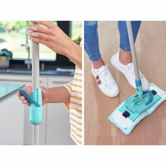 Leifheit 52120 Clean Twist M Ergo Set Limpieza Suelos Fregona Plana Mango Telescópico y Cubo Centrifugado Giratorio Funda 33 cm 4