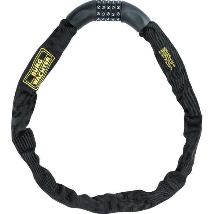 Candado de cadena para bicicleta - BURG WACHTER - 280 C 90 BLACK - Acero 6 mm, enfundado, código Candado de cadena para bicicleta - BURG WACHTER - 280 C 90 BLACK - Acero 6 mm, enfundado, código