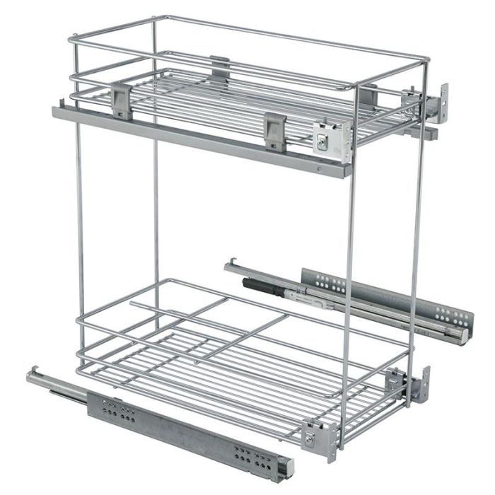 VIBO Partner M450 Botellero y Cesta Cromado con Guía Hettich Muss de Extensión Parcial y Fijación Lateral