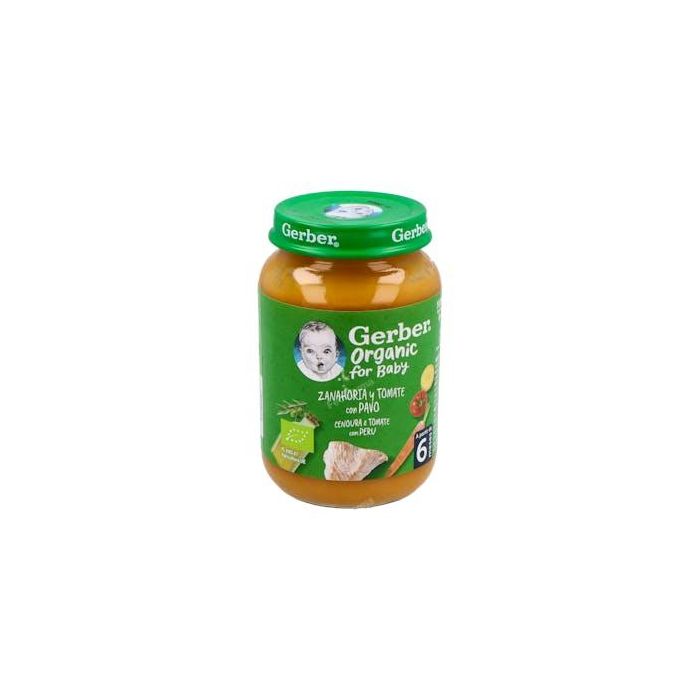 Gerber Orgánico Tarrito de Zanahoria, Tomate y Pavo 190 g