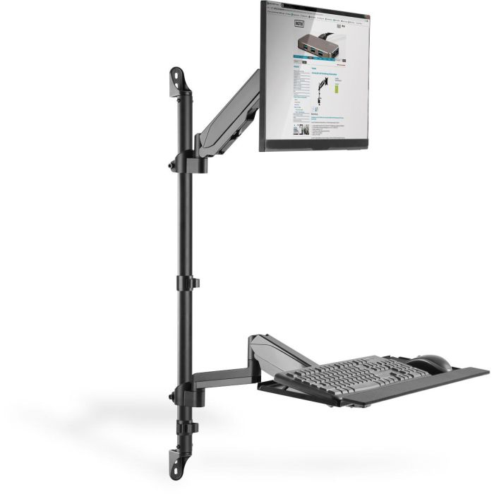 Digitus DA-90372 Estación de Trabajo Flexible para Montaje en Pared, Soporte Monitor Único Ajustable en Altura, Negro 1
