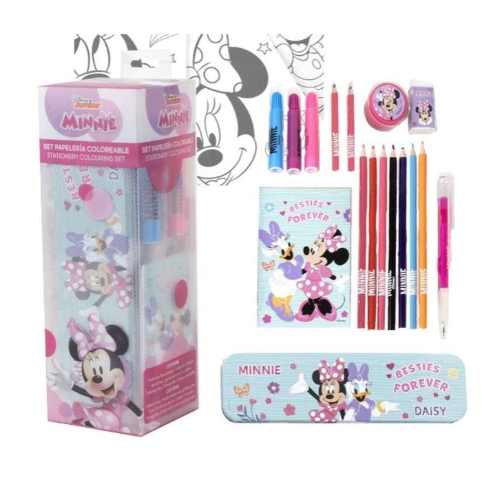 Cerdá Set de Papelería para Colorear y Dibujar de Minnie Rosa para Niños y Niñas +3 Años, Incluye Artículos Esenciales, 8x24x8 cm 1
