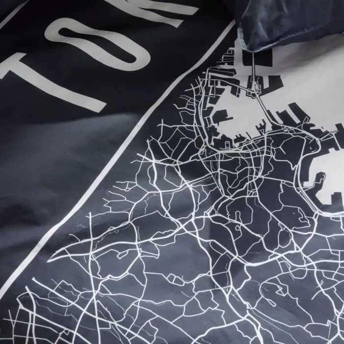 Today TOD3574641268633 Juego de cama para 2 personas 240x220 cm Algodón Estampado Tokio Azul Oscuro 1