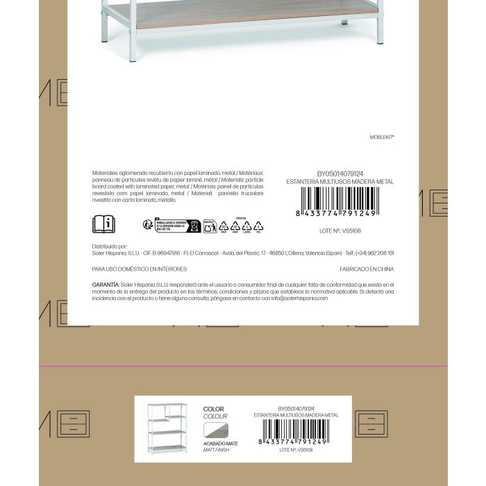 Inde Estanteria Multiusos Madera-Metal 75x30x100 cm 4 Inde Estanteria Multiusos Madera-Metal 75x30x100 cm 4