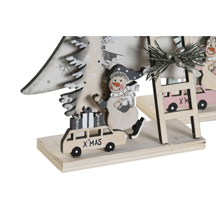 DKD Home Decor Decoracion Navidad Fantasia Blanco Rosa 5 x 23 x 14.5 cm (4 Unidades) 2