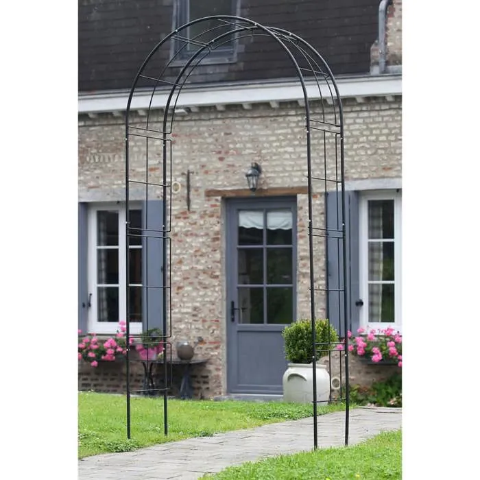 Nature Arco de pérgola en acero galvanizado 113x38xH229cm Negro 1