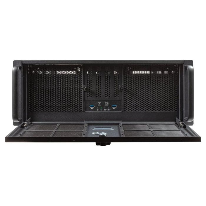 Unykach UK51918 Caja Rack 4U 19 Pulgadas Servidor ATX Acero SGCC Plata/Negro con USB-C 3.2 Gen 2 y Cierre con Llave