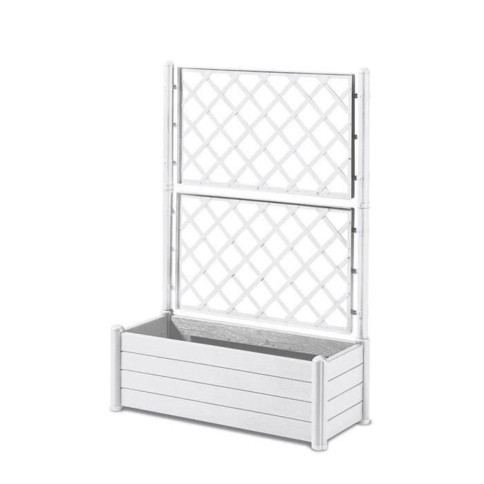 Stefanplast Macetero Rectangular con Enrejado para Flores, Diseño Efecto Madera, Medidas 100x43xH142 cm, Gran Capacidad 80 Litros, Color Blanco 1 Stefanplast Macetero Rectangular con Enrejado para Flores, Diseño Efecto Madera, Medidas 100x43xH142 cm, Gran Capacidad 80 Litros, Color Blanco 1