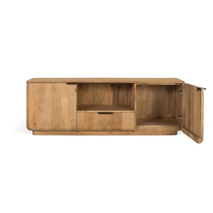 GINER Y COLOMER Mueble de TV en Madera de Mango con Puertas y Cajón, Diseño Redondeado, Color Natural 2