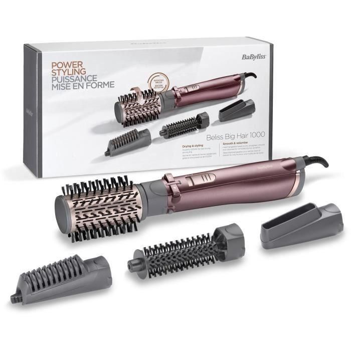 BaByliss AS960E - Cepillo soplador Beliss Big Hair 1000 - 1000W - 2 temperaturas - Función iónica - 4 accesorios 2 BaByliss AS960E - Cepillo soplador Beliss Big Hair 1000 - 1000W - 2 temperaturas - Función iónica - 4 accesorios 2