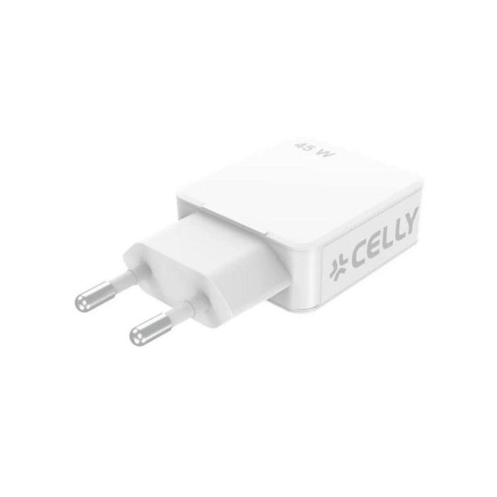 Cargador de Pared Celly SLIMTC1C1A45WWH Blanco 45 W 6 Cargador de Pared Celly SLIMTC1C1A45WWH Blanco 45 W 6
