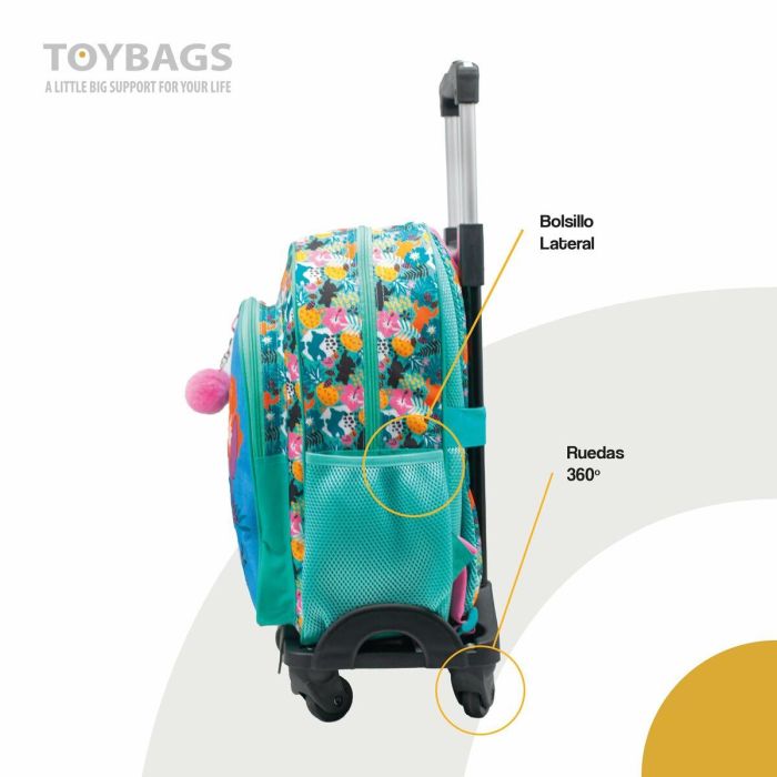 Toybags Mochila Primaria Stitch Tropical Doble Compartimento 44x30x20 cm + Carro Negro T963, Protector Lateral, 4 Ruedas 7 Toybags Mochila Primaria Stitch Tropical Doble Compartimento 44x30x20 cm + Carro Negro T963, Protector Lateral, 4 Ruedas 7
