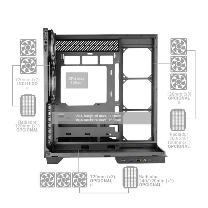 Mars Gaming Caja Gaming Torre MC-3GFPRO Cristal Cromado Triple Cristal ARGB 2 Mars Gaming Caja Gaming Torre MC-3GFPRO Cristal Cromado Triple Cristal ARGB 2