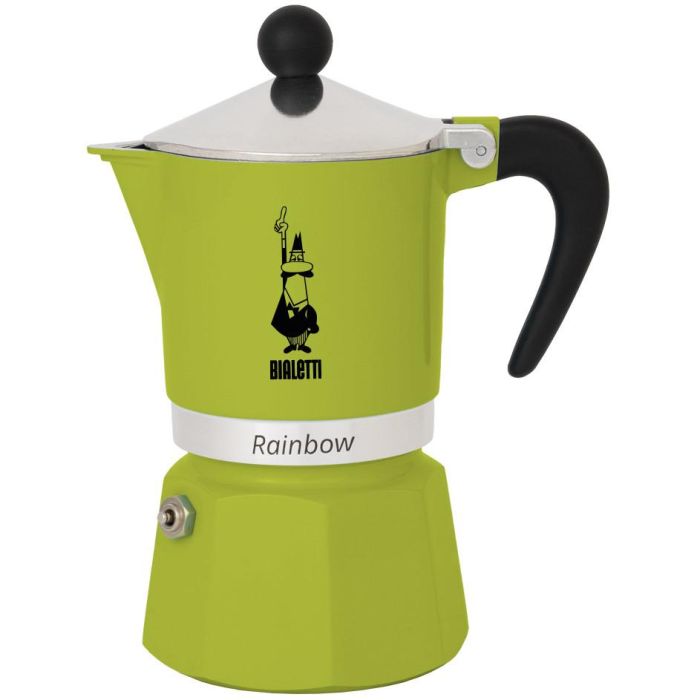 Bialetti Cafetera italiana Rainbow 3 tazas Verde Negro Aluminio CE
