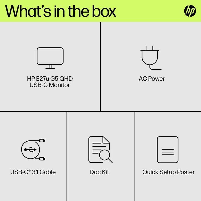 HP Monitor E27u G5 / 27" / QHD / HDMI-DisplayPort-USB(A)-USB(C) / Regulable Altura 8 HP Monitor E27u G5 / 27" / QHD / HDMI-DisplayPort-USB(A)-USB(C) / Regulable Altura 8