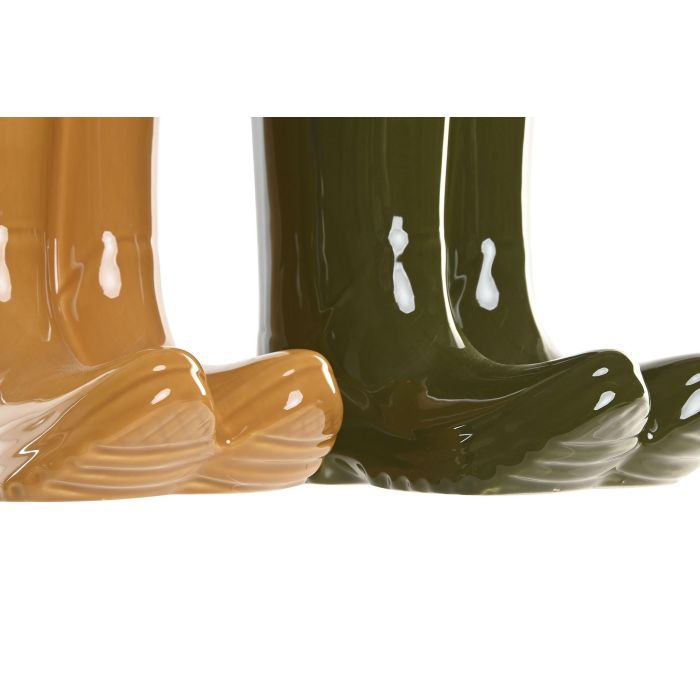 Jarron Moderno DKD Home Decor Verde Mostaza 15 x 23 x 21 cm (4 Unidades) 1