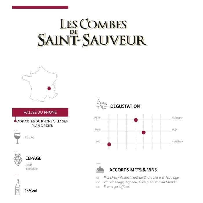 Les Combes de Saint-Sauveur 2019 Côtes du Rhône Village Plan de Dieu - Vino tinto del Valle del Ródano 4