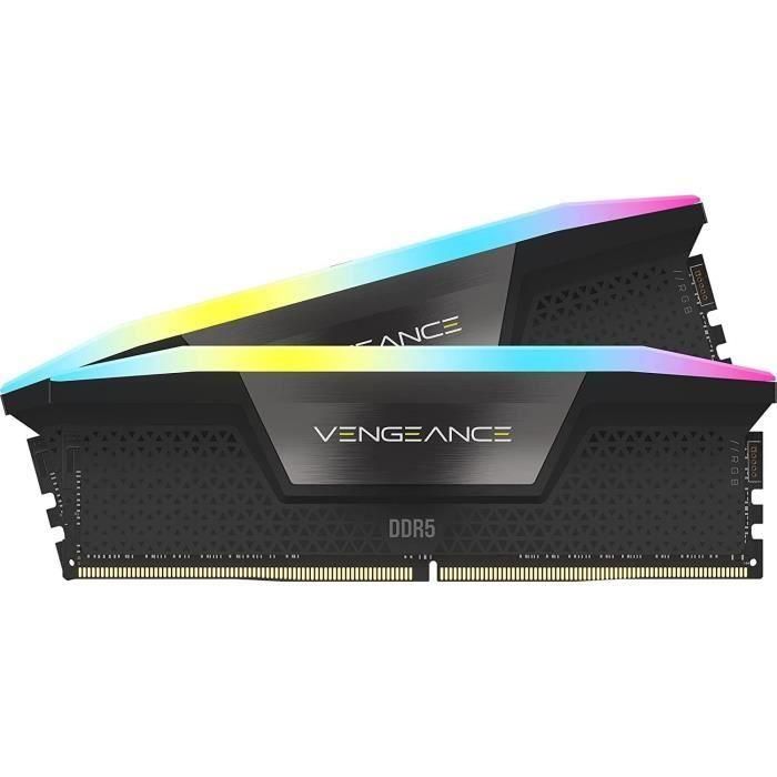 Memoria RAM - CORSAIR - Vengeance RGB DDR5 RAM 64GB (2x32GB) 6400MHz CL32 Compatible con Intel XMP iCUE - Negro (CMH64GX5M2B6400C32)