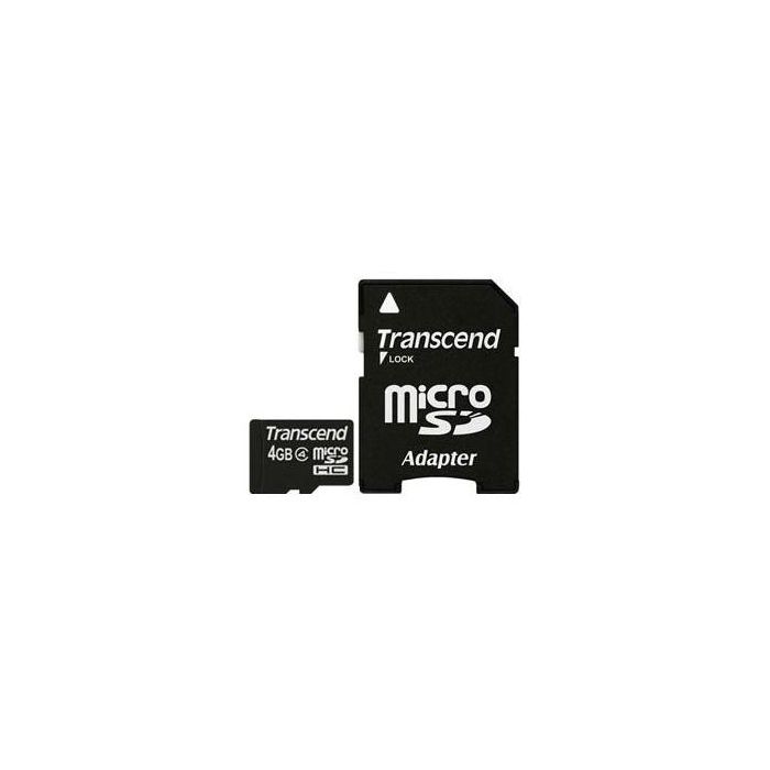 Transcend Tarjeta microSDHC 4GB Class 4 con Adaptador SD
