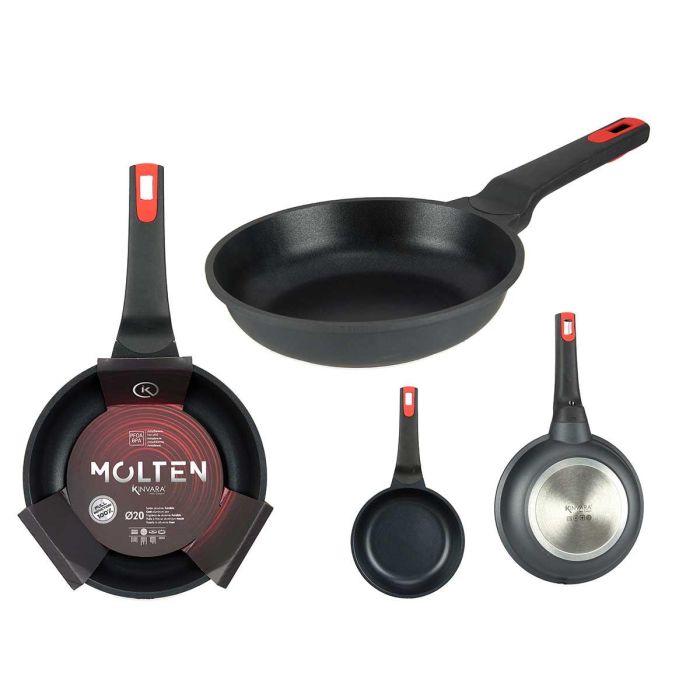 Kinvara Sarten 20 cm Aluminio Fundido, Antiadherente, Libre de PFOA y BPA, para Gas, Electricidad, Vitrocerámica e Inducción (6 Unidades)