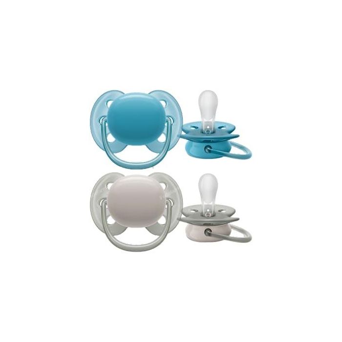 Chupete Ultra Soft 6-18 M Azul/Gris Niño 2 Uds Scf091/17