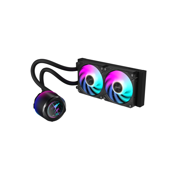 Gigabyte AORUS WATERFORCE X II 240 Refrigeración líquida CPU - 2 ventiladores ARGB 120mm, pantalla LCD, Intel LGA 1700 y AMD AM5