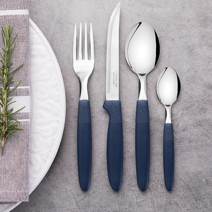 Tramontina Cuchillos de Asado Ipanema Azul 21,3 cm 3 uds Acero Inoxidable Mango Polipropileno 3