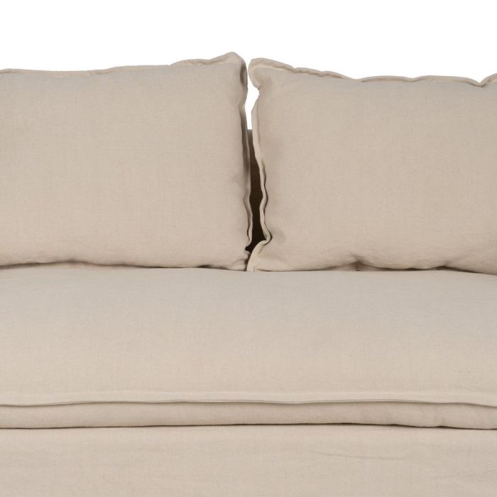 Sofá 2 Plazas Crema Tejido-Madera 160 X 95 X 85 cm