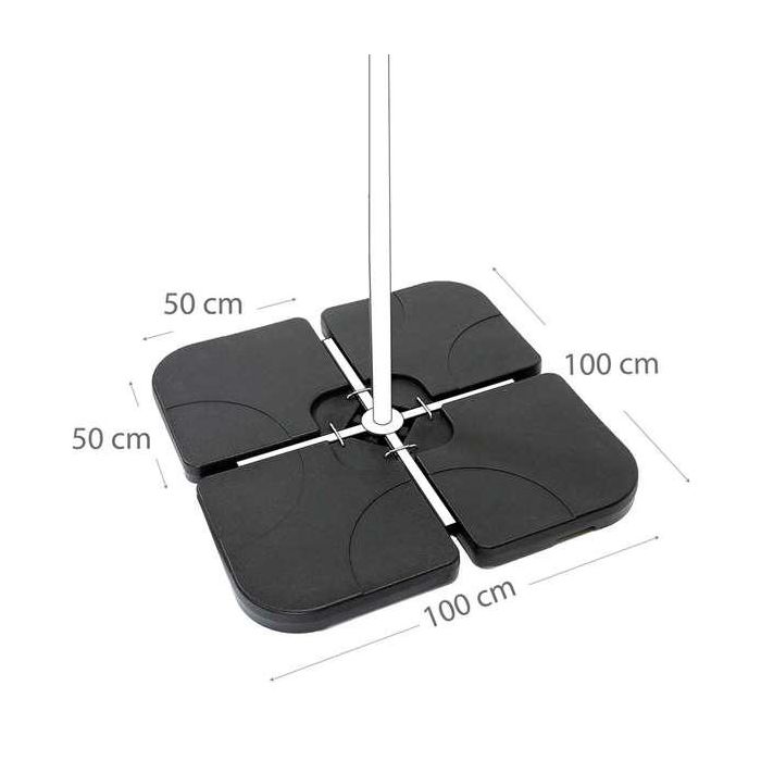 Soporte parasol 4 piezas de plástico 60/80 kg 50x50x7.5cm 5 Soporte parasol 4 piezas de plástico 60/80 kg 50x50x7.5cm 5