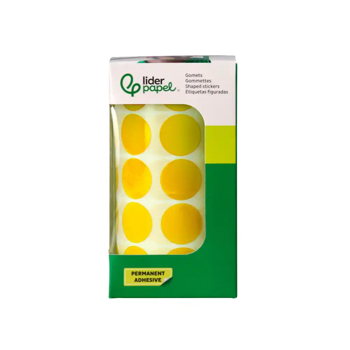 Liderpapel Gomets Círculos Autoadhesivos 20 mm Amarillo Rollo de 2000 Unidades 3