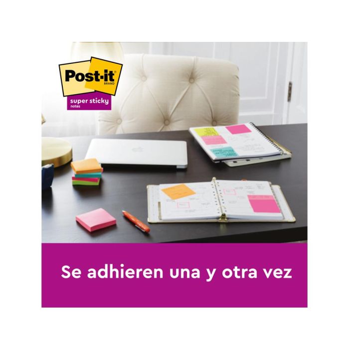 Bloc De Notas Adhesivas Quita Y Pon Post It Super Sticky Carnival 100% Pefc 76x127 mm Pack De 6 Blocs Colores 2