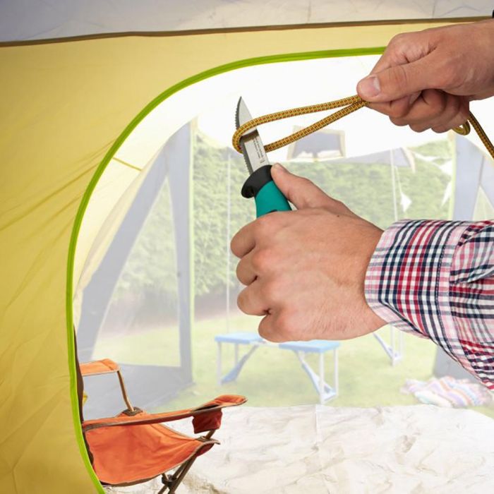 Wolfcraft Cuchillo de exterior 4086000 con estuche, cuchilla 95 mm, profesional / doméstico, verde / negro / metal 3