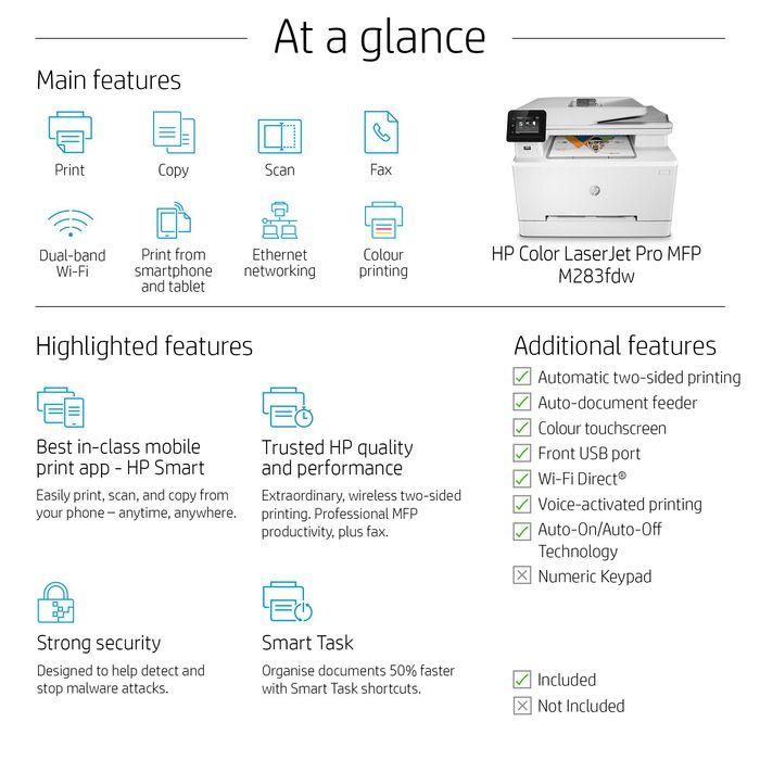 HP M283fdw Impresora Multifunción Láser Color Pro Inalámbrica con Fax, Compatible con HP Smart App y Seguridad 10 HP M283fdw Impresora Multifunción Láser Color Pro Inalámbrica con Fax, Compatible con HP Smart App y Seguridad 10