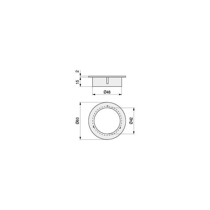 Herrajes Fab.Nacional H15 ORITO Aro Pasacable Sin Tapa para Embutir, 48mm Plástico Gris | Respiradero Tablero Colchón 1