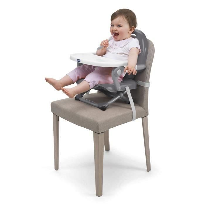Chicco Elevador de mesa Pocket Snack gris oscuro, Bandeja ajustable, 3 alturas, arnés 3 puntos, Ligero y Compacto (6-36 meses) 4