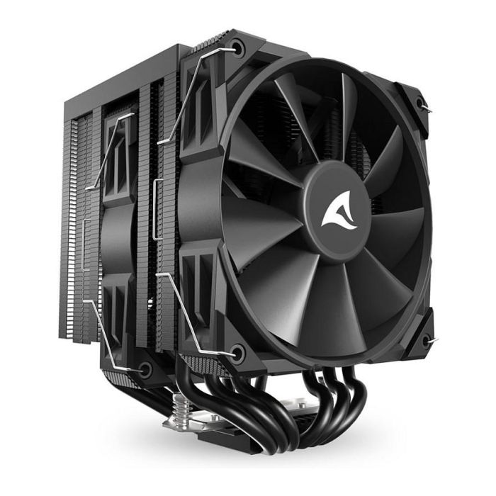 Sharkoon A60 Refrigerador de aire para CPU, Doble Torre, 6 Tubos de Calor, 2x12 cm PWM, 260W TDP, LGA1851, Negro 4