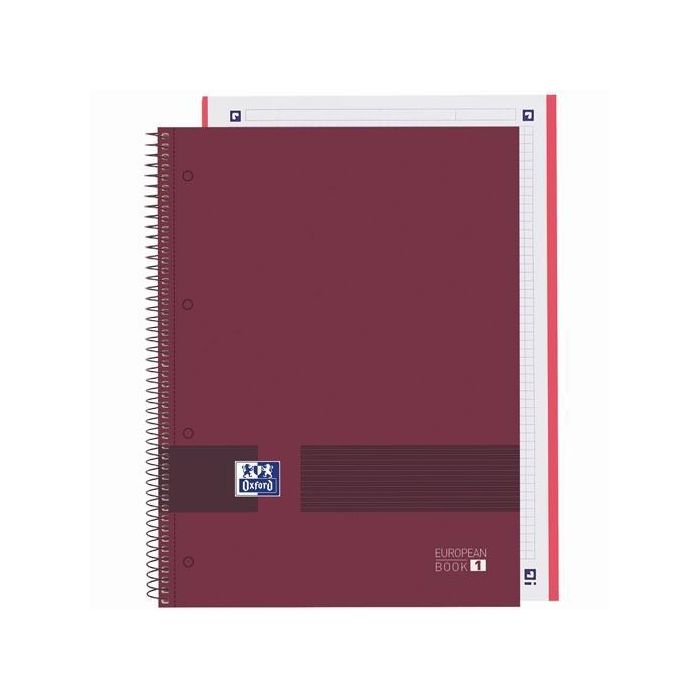 Oxford Cuaderno &You Europeanbook 1 Write&Erase A4+ 80H 5x5 mm Microperforado Tapa Extradura Burdeos (5 Unidades) (5 Unidades)