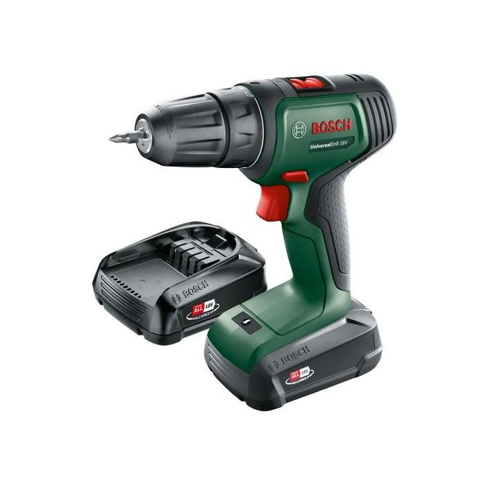 Bosch UniversalDrill 18 Taladro Atornillador a Batería, Kit 2 Baterías 1.5Ah, Compacto, 20 Posiciones de Par