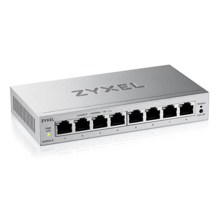 Zyxel GS1200-8 V3 Switch Gestionado 8 Puertos Gigabit Ethernet (10/100/1000) L2 Escritorio 1 Zyxel GS1200-8 V3 Switch Gestionado 8 Puertos Gigabit Ethernet (10/100/1000) L2 Escritorio 1